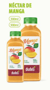 Néctar de manga Dudeli em garrafas 300ml e 900ml